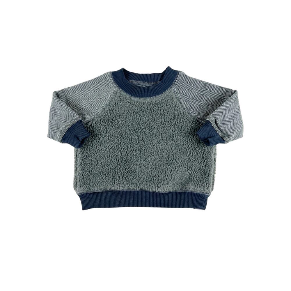 Tea Collection Sherpa Fleece Sweatshirt Gray Blue 3-6 Months